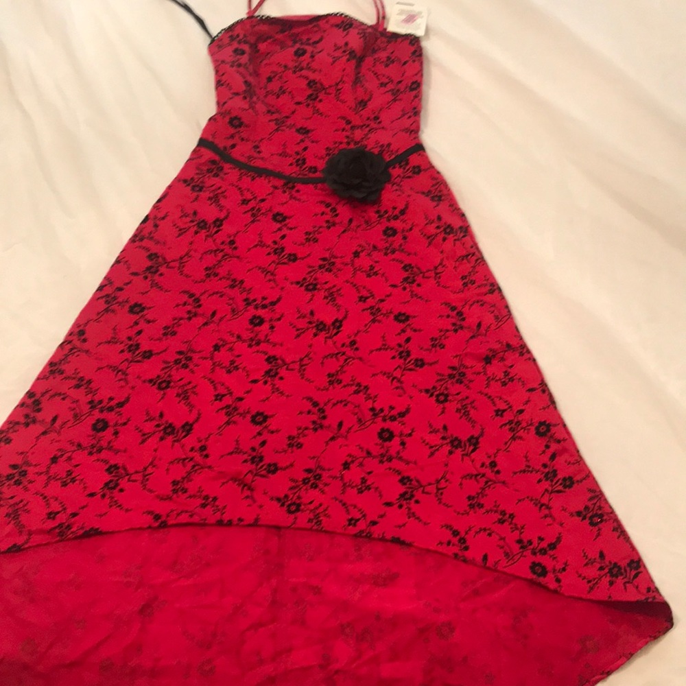 Red and black junior high low dress